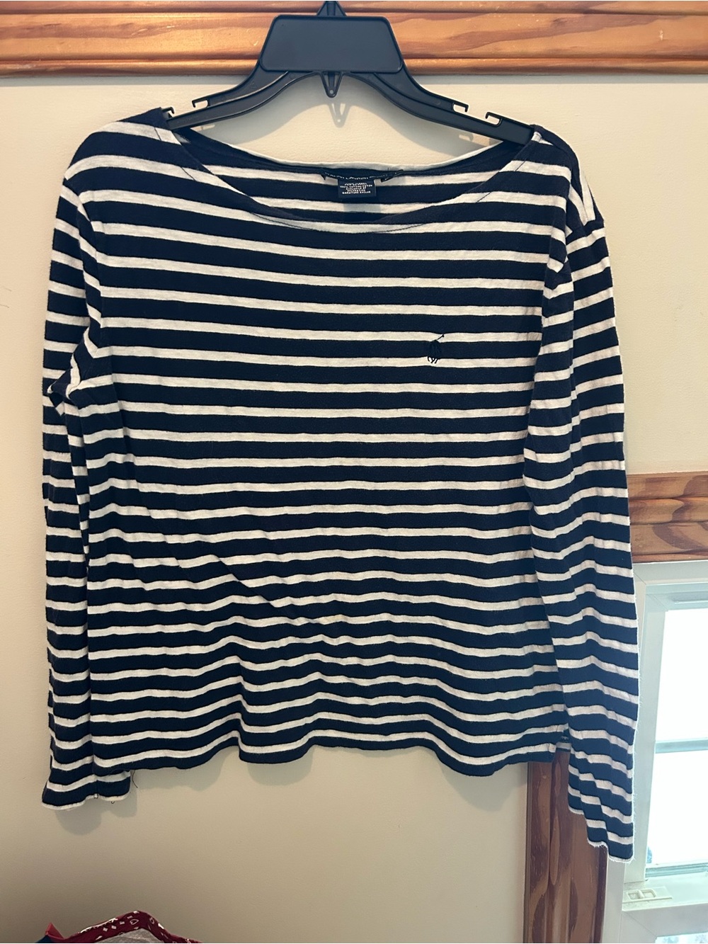 Ralph Lauren Black & White Striped Long-Sleeve Crewneck Tee